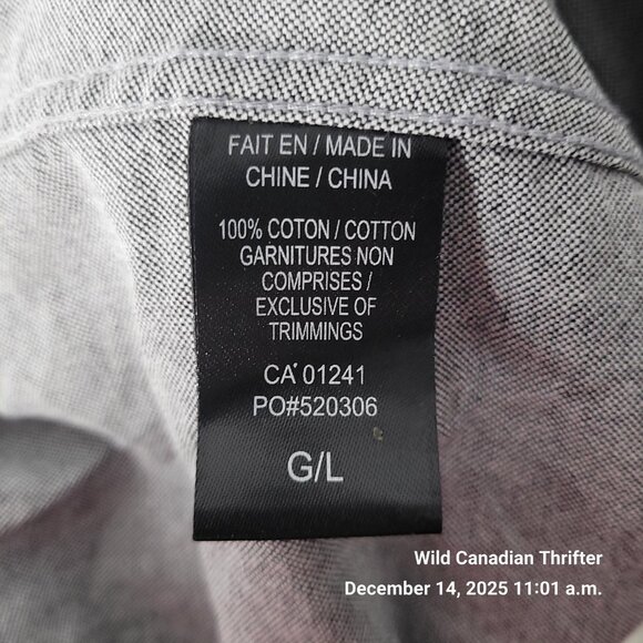 Le 31 L Gray Cotton Long Sleeve Button-Up Shirt Heritage Collection Semi Fit - Picture 4 of 9